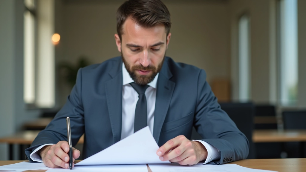 Podnikatel čte dokumentaci týkající se změny daňového režimu v kanceláři
