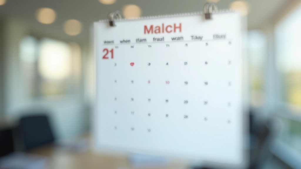 Nástěnný kalendář s vyznačeným termínem 31. března pro oznámení výstupu